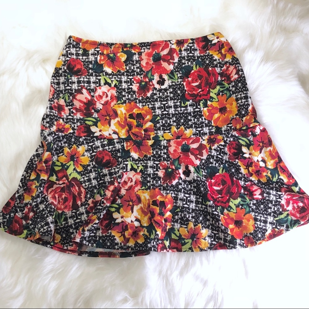 Floral Patterned A-Line Skirt